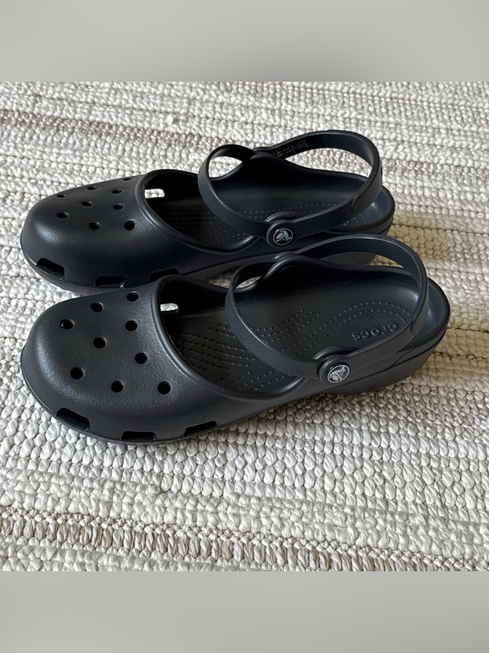 Crocs Black Double Strap Clog Comfort Slip-on Shoes Size 10 Women's - Picture 7 of 14